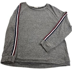 Simple Suzanne Betro Gray Heathered Striped Sleeve Pullover Sweater 2X Comfort